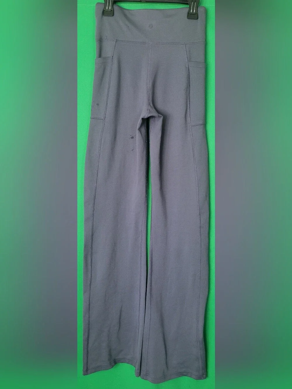 Bally High-Waist Flared Yoga Pants Gray Sz Small Pockets Exercise Lounge Stretch